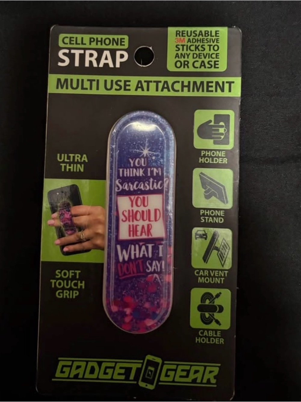 Purple Sarcastic Cell Phone Strap Multi-Use Attachment